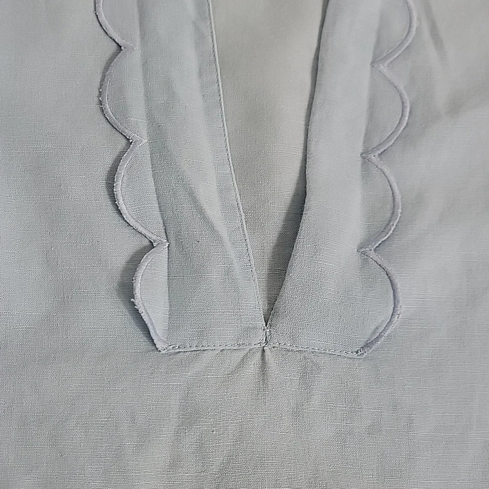 J. Crew Women's Light Blue W/ Ruffle Accent Long Sleeve Tunic,  S - Picture 4 of 8